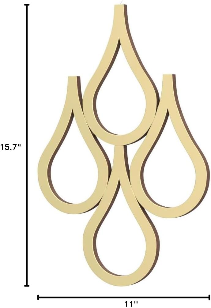 Teardrop Wall Mirror Hanging Wall Mounted Decorative Accent Mirror / Gold / Set of 2