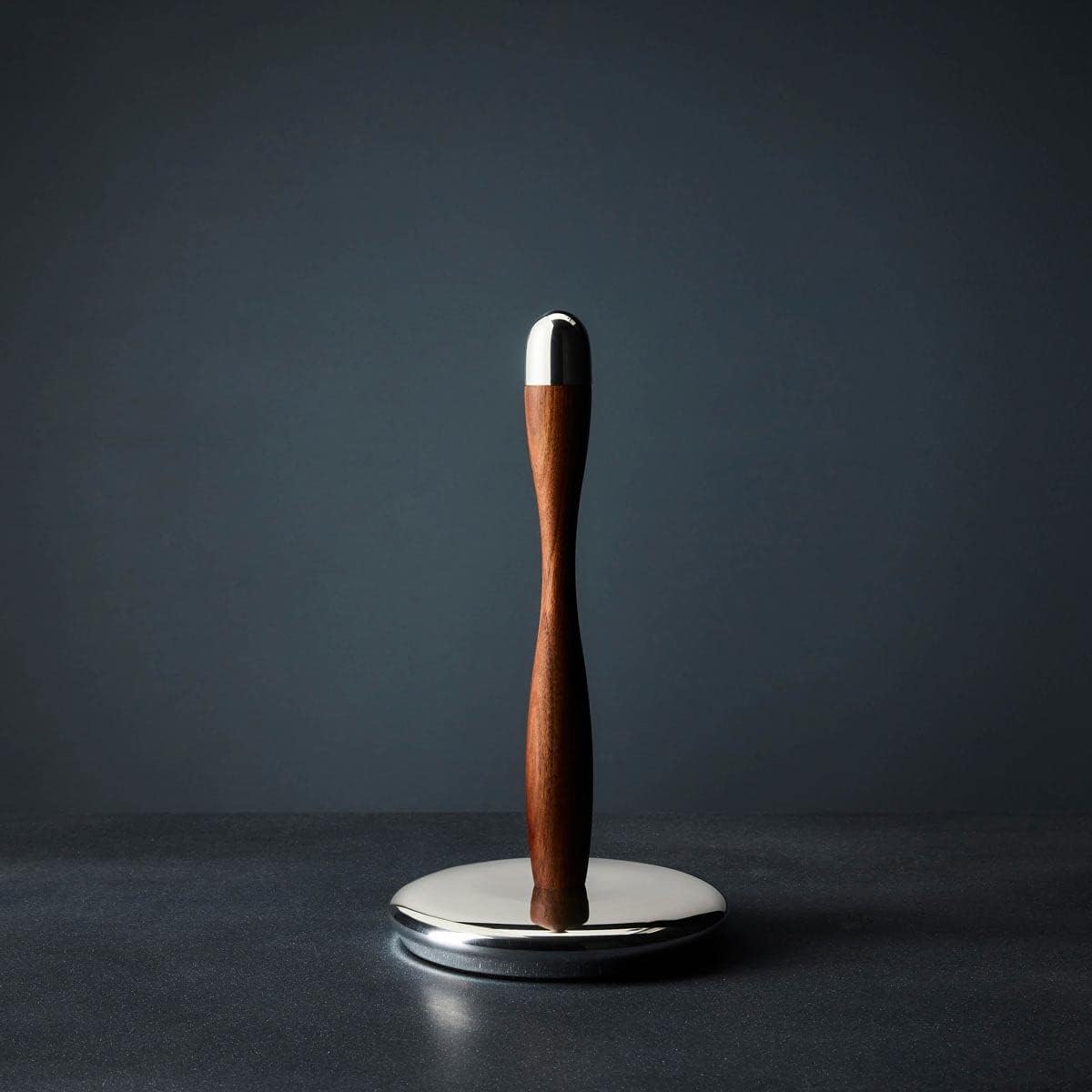 nambe Curvo Paper Towel Holder | Wooden Paper Towel Stand for Countertop | Kitchen Roll Holder with Weighted Base