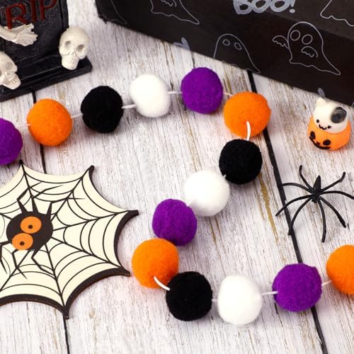 MARFOREVER 4 Pack 26.3 FT Halloween Felt Ball Garlands Halloween Decoration