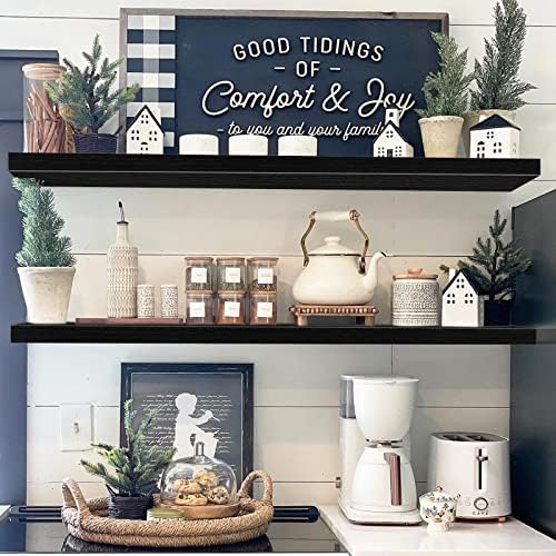 QEEIG Extra Long Floating Shelves for Wall (Black, Set of 2, 47.2")