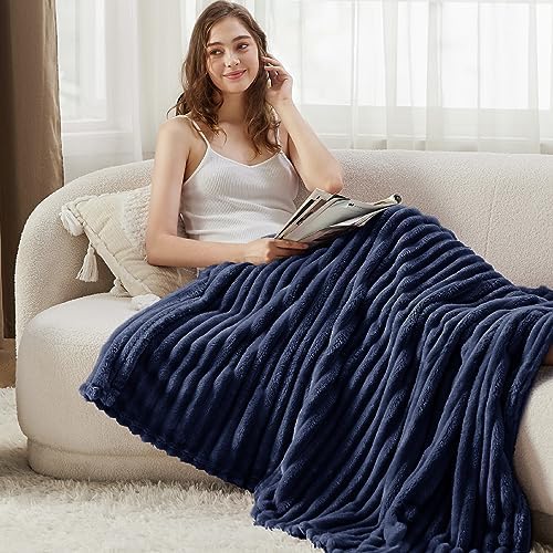 Bedsure Soft Navy Blue Throw Blanket for Couch Decor Gifts 50"x60"