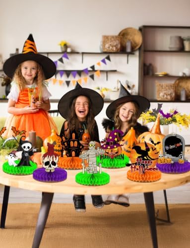 Halloween Table Decorations, 9 Pcs Honeycomb Centerpieces