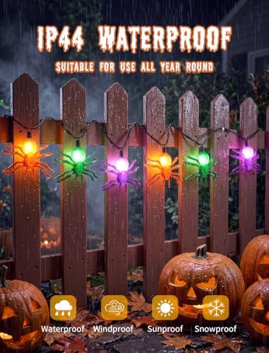 12FT Spider Halloween String Lights with 20 LED Plug in Spider Lights