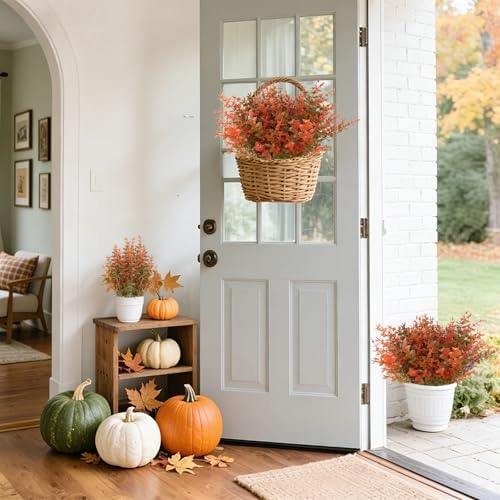 RECUTMS Artificial Fall Mums Flowers No Fade Faux Autumn Plant Outdoor 12Pc