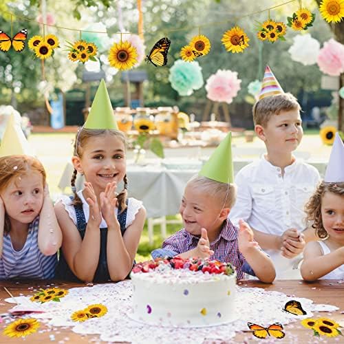 Qunclay 36 Pcs Sunflower Tree Decorations Yellow Flower Wooden Ornaments