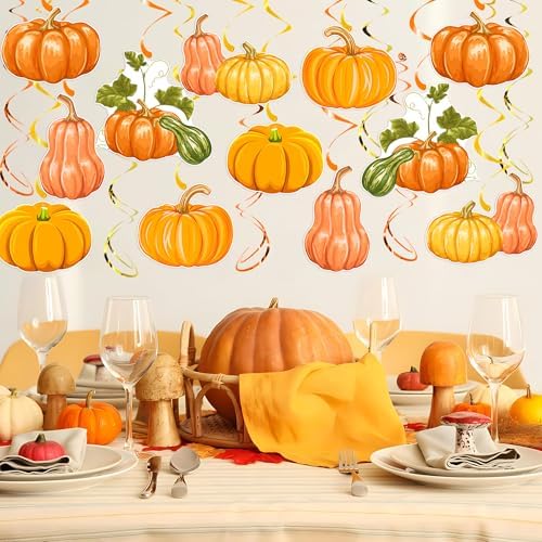 Fall Pumpkin Hanging Swirls, 30 Pcs