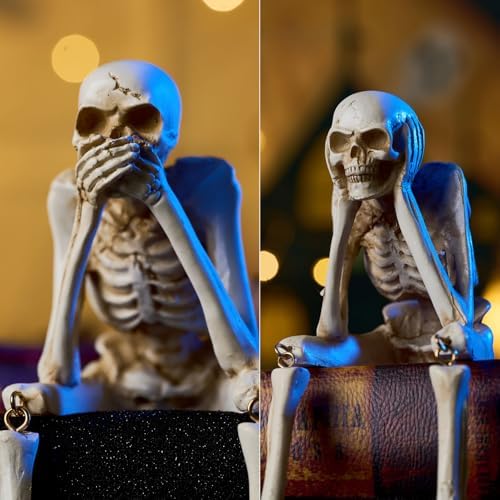 Indoor Skeleton Halloween Decor for Mantel Shelf, No Evil Figurines