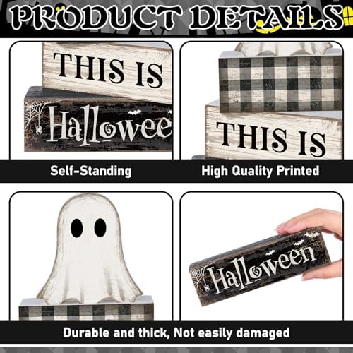 Lineshading 4 Pcs Halloween Table Decor For Home Ghost Tiered Tray Decor