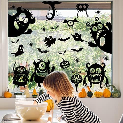 Halloween Window Silhouette Decorations - Cute Monster Silhouette Stickers