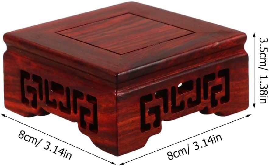 Wooden Display Base Stand Retro Craft Riser for Vase / Brownx5pcs / 8.00 x 8.00 x 3.50 / Cmx5pcs