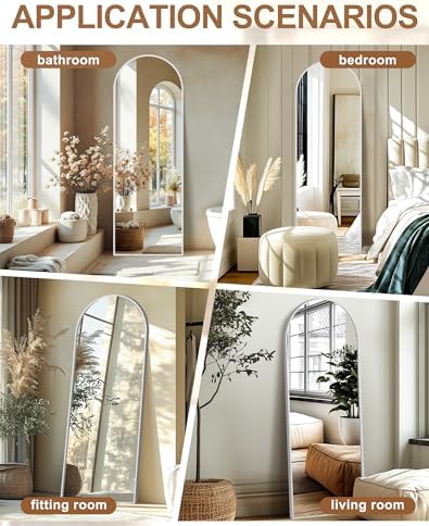 Delma Arched Full Length Mirror with Stand, 69x24 Silver Floor Mirror