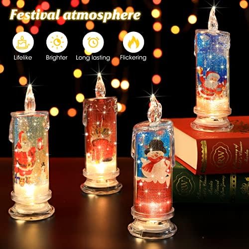 SupBri Christmas Flameless Candles, Xmas centerpieces for Tables Set of 4