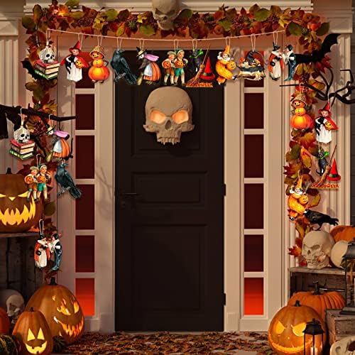 Geelin 24 Pcs Halloween Wooden Cutouts Vintage Halloween Ornaments for Tree