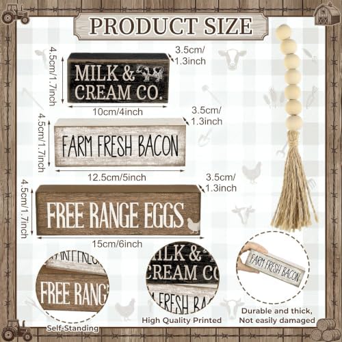 Moucuny 4 Pcs Farm Fresh Farmhouse Table Decor Rustic Stacked Wooden Sign