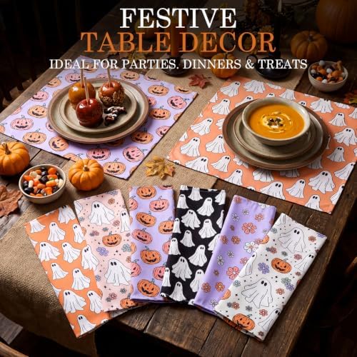 Mixweer 24 Pack Halloween Cloth Napkins Bulk, 15 x 15 Inch Square