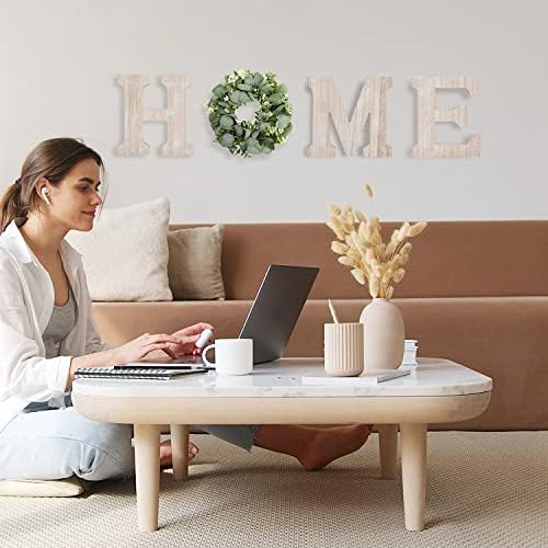 Pinkpum Wood Home Sign with Eucalyptus Wreath for O Home Decor Wall Decor