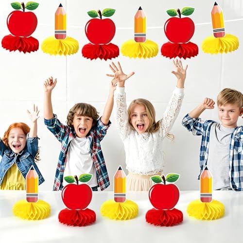 10Pcs Back to School Table Decorations, Pencil Honeycomb Decor