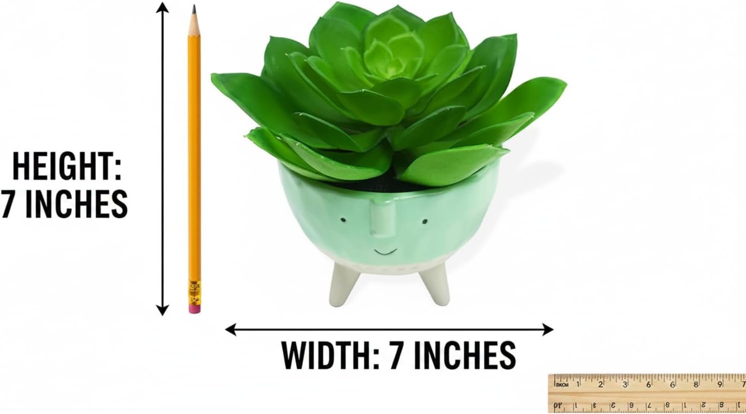 Artificial Plants / 7" Small Fake Succulent Plant in Ceramic Pot