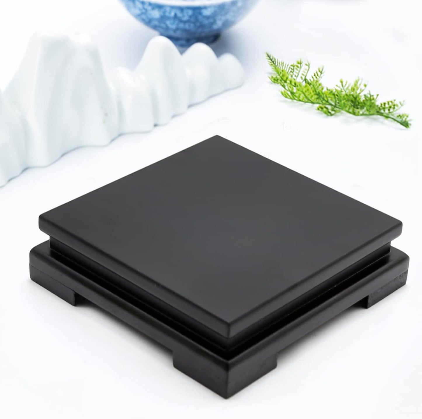 Wooden Display Stand Square Wood Display Base Display Risers Square Vase Riser / Square,black,6.7