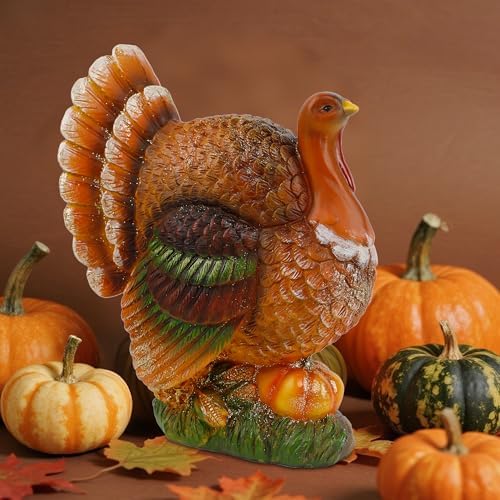 winemana Thanksgiving Resin Turkey Table Decorations, 9.5" Tall