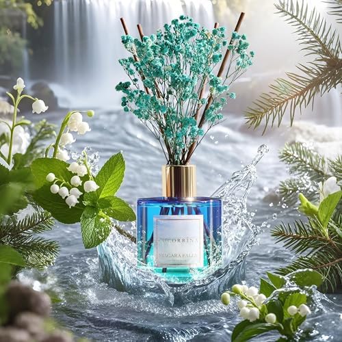 COCORRÍNA Reed Diffuser - Niagara Falls 6.7 Fl.oz Reed Diffuser Set with 8 Sticks & Preserved Baby's Breath, Reed