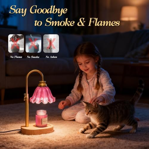 Flower Candle Warmer Lamp with Timer & 4-Level Dimmer, Adjustable Height