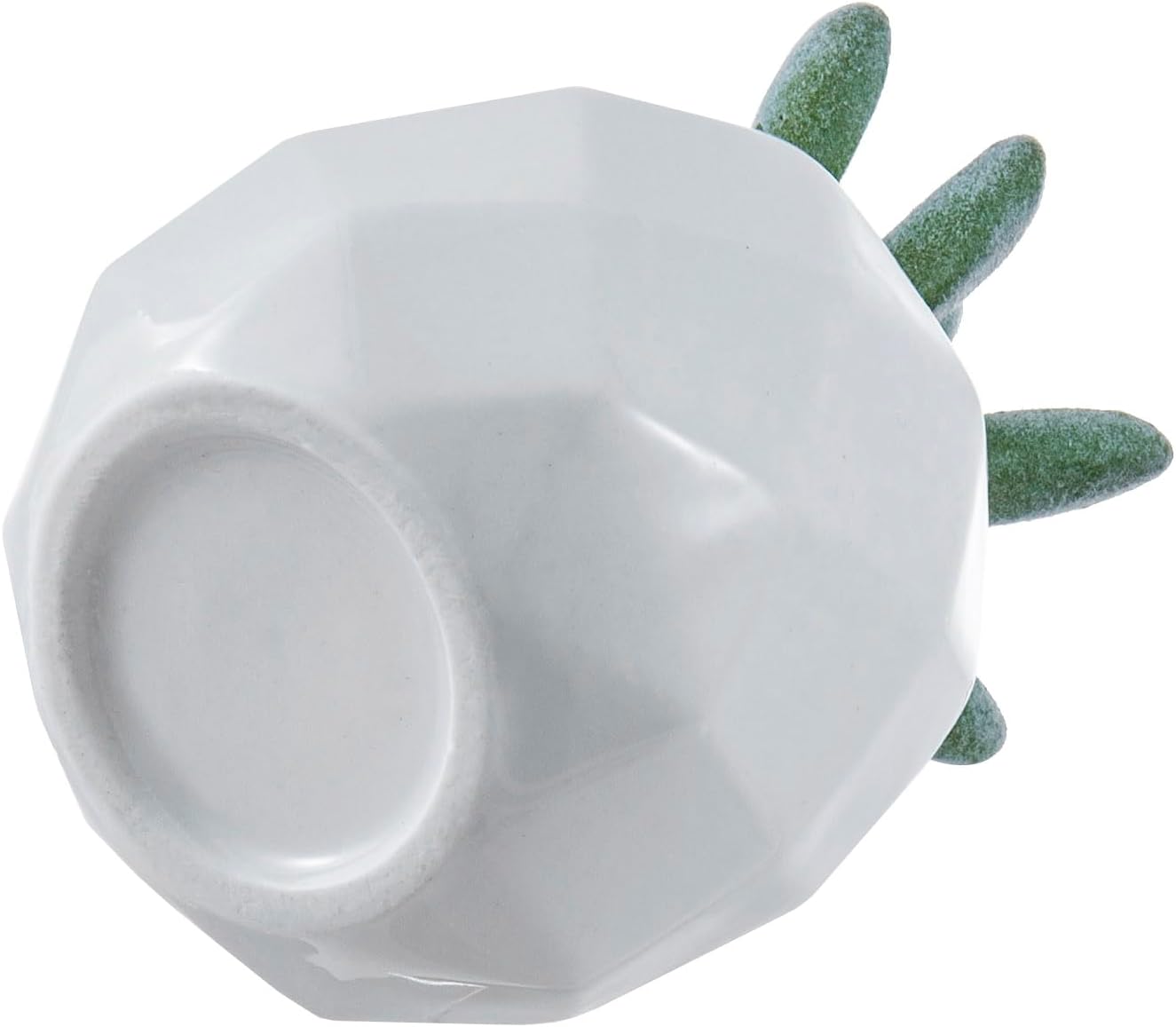 Indoor Fake House Plants in Round Geometric Ceramic Pots / White / Set of 4