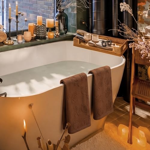 Mindsoft 2 Pcs Fall Hand Towels 3D Pumpkin Jacquard,Football Maple Leaf