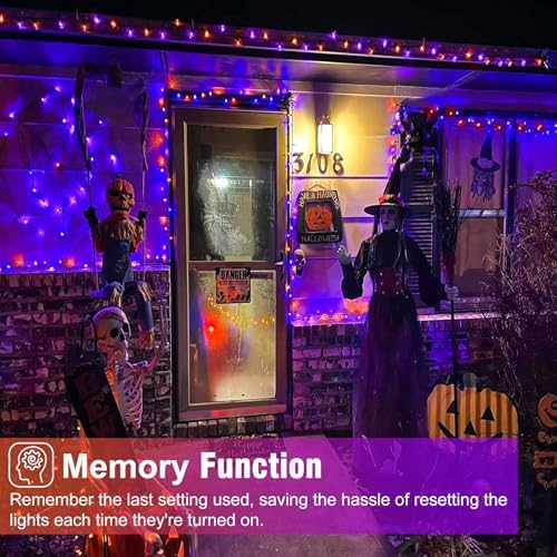Orange and Purple Halloween Lights, 100FT 300 LED Outdoor String Lights