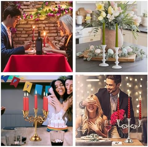 Rely+ White Metal Taper Candle Holders Set of 2 – 5.75" Decorative Candlestick Holders for Table Centerpiece, Home Décor, Dining Table, Wedding & Party Decorations