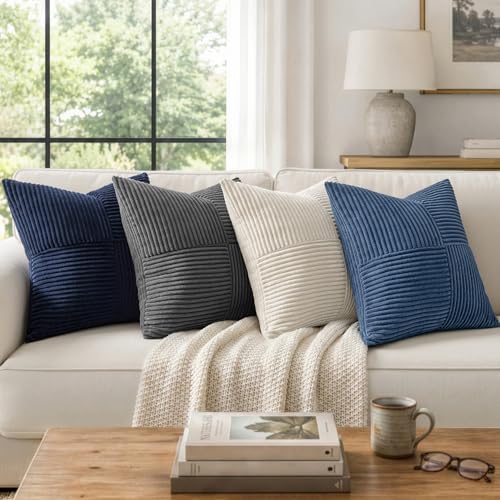 MIULEE Dusty Blue Decorative Euro Sham Pillow Covers 24x24 Inch 2 Pack