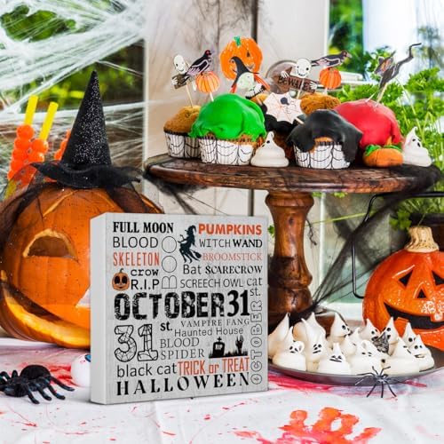 Halloween Decorations, October 31 Wooden Sign Decor Desk Sign