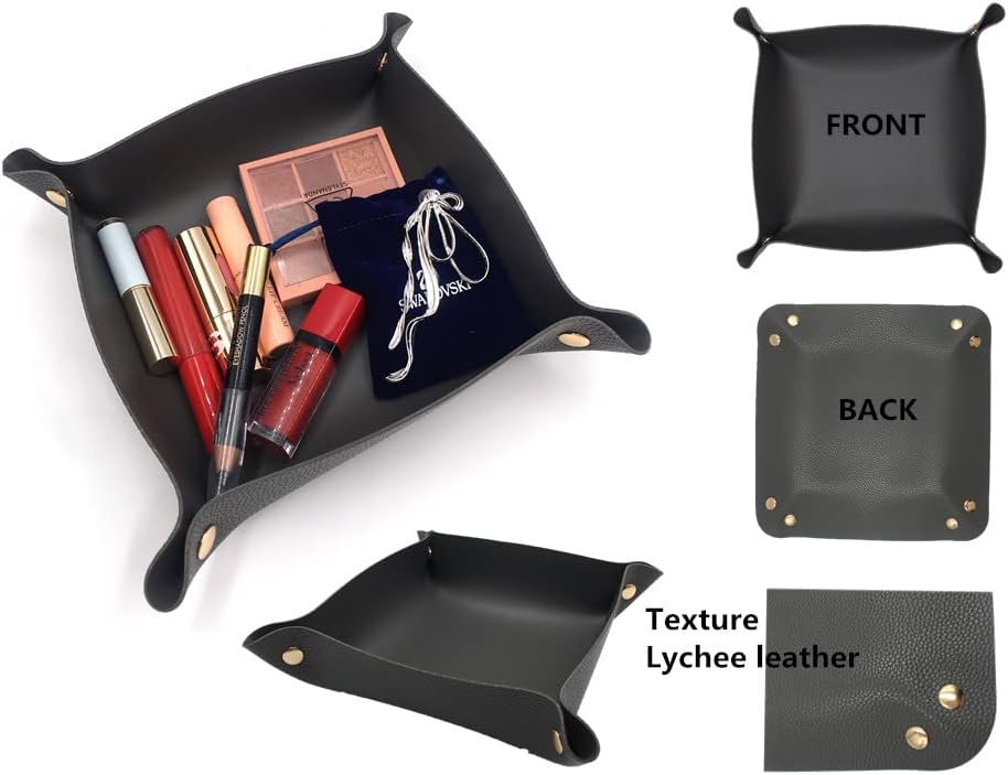Valet Tray PU Leather Jewelry Tray for Women and Man Portable Catchall Travel Storage / Set of 4