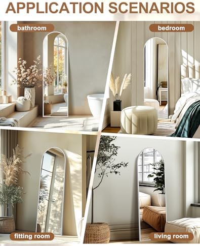 Delma Arched Full Length Mirror with Stand, 56x15 Silver Floor Mirror