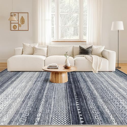 Nakagishi Boho 9x12 Area Rug Living Room Rugs Machine Washable Blue