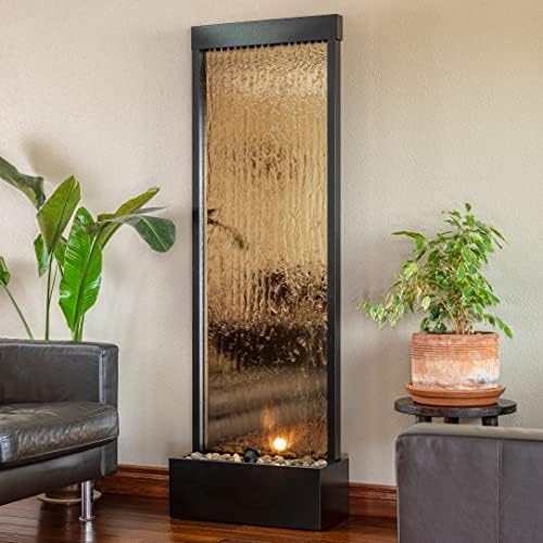 Alpine Corporation 72" Bronze Mirror Waterfall Fountain with LED Lights