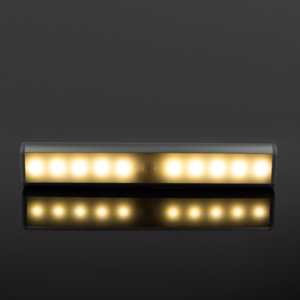 Stick On Cabinet Light,Under Counter Lighting, Motion Sensor, 10 LED Wireless USB Rechargeable Kitchen Battery Operated