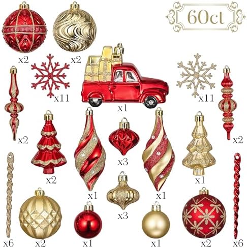 Valery Madelyn 60ct Christmas Tree Decorations Ball Ornaments Set