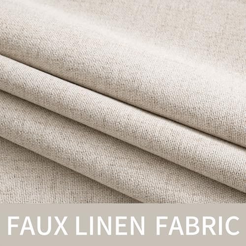 MIULEE 100% Blackout Linen Curtains for Bedroom 52x45 Inches Natural