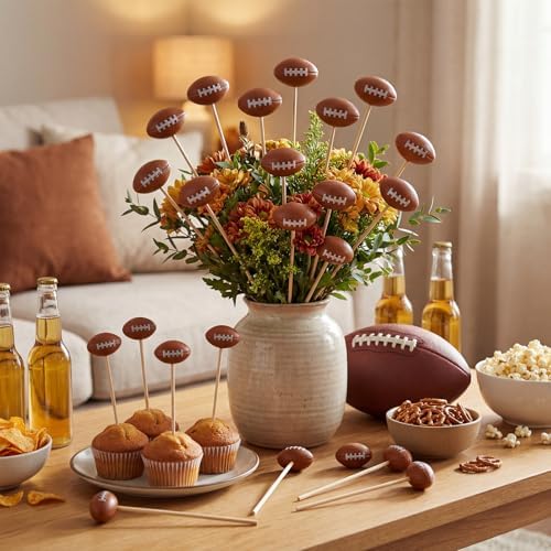 Soulchen 24 Pcs Football Party Centerpiece Sticks for Sport Themed Party
