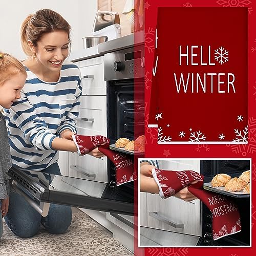 Bencailor 6 Pcs Christmas Kitchen Towel, Red, Truck
