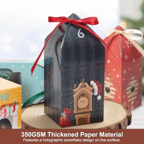 DIY Christmas Advent Calendar Boxes to Fill, 25 Numbered Empty Advent Calendar Houses Boxes, Countdown Advent Calendars Surprise Gift Boxes for Kids Family Friends, XMAS Holiday Decor -25 Designs