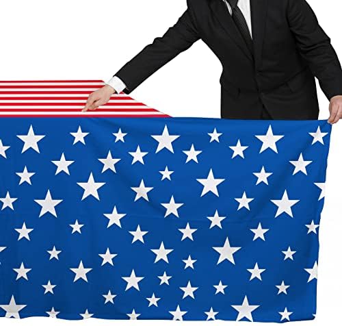 Gatherfun 4th of July Tablecloth Disposable Plastic Waterproof Table Cover for Veterans Day Election Day Independence Day American Flag Patriotic Party Decorations 3PCS 54 X 108 inch