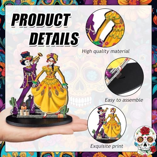 Wesiti 12 Pcs Dia De Los Muertos Table Decorations Wooden Sugar Skull Decor