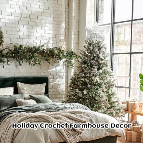 Syhood 10 Inch Snowflake Christmas Tree Topper, Crochet Snowflake Decor