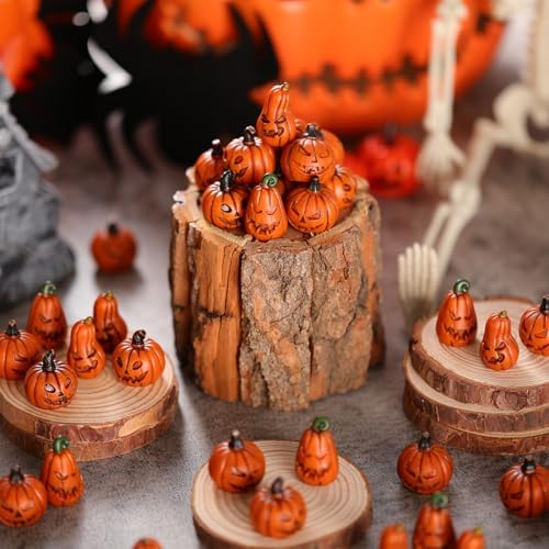 80 Pcs Halloween Miniature Pumpkin Figurine Mini Fake Pumpkin
