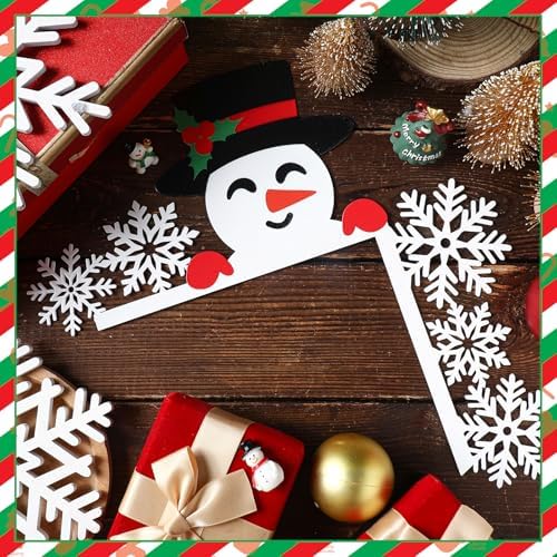 Yaocom11.8" x 11.8" Metal Christmas Door Topper, Snowman Door Frame Decor