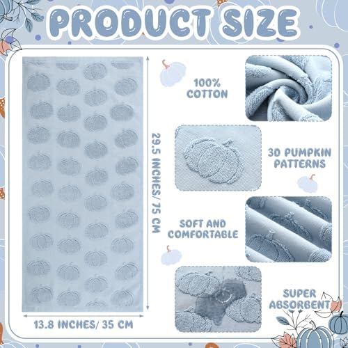 Mindsoft 2 Pcs Fall Hand Towels 3D Pumpkin Jacquard,Blue