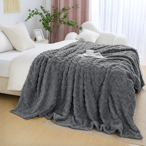 Aganear Fleece Throw Blanket for Couch Sofa 60"x80" Grey
