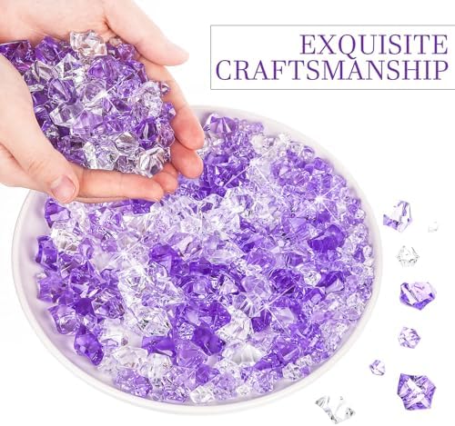Syhood 570 Pcs Gradient Purple Acrylic Gems Plastic Crystals